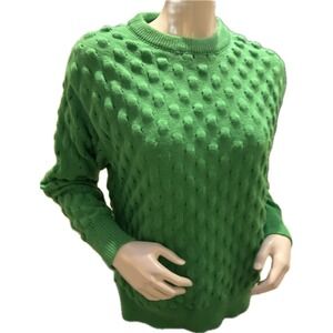 NEW Shein Green Popcorn Knit Crewneck Sweater Womens Large 3D Texture Pullover L